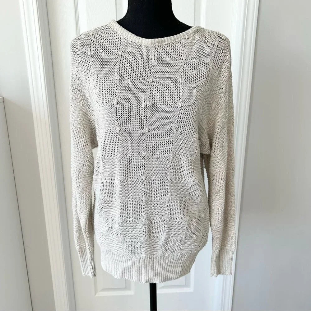 Limitex Paris Linen Blend Keyhole  Back Dolman Sleeve Sweater